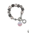 thumbnail image 1 of Silvertone Domed Multi Color RMA Black Pebble Bead Charm Bracelet, 1 of 1