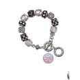 thumbnail image 1 of Silvertone Domed Multi Color RN Black Pebble Bead Charm Bracelet, 1 of 1