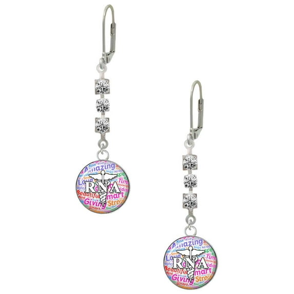 Silvertone Domed Multi Color RNA Crystal Madison Leverback Earrings