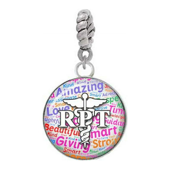 Silvertone Domed Multi Color RPT - Rope Charm Bead