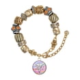 thumbnail image 1 of Silvertone Domed Multi Color RPT Two Tone Christian Bead Bracelet, 1 of 4
