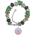 thumbnail image 1 of Silvertone Domed Multi Color VET Green Christmas Bead Bracelet, 1 of 4