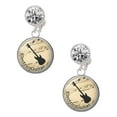 thumbnail image 1 of Silvertone Domed Music - Electric Guitar Clear Crystal Clip On Earrings, 1 of 3