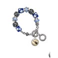 thumbnail image 1 of Silvertone Domed Music - Guitar Blue Moon Bead Charm Bracelet, 1 of 1