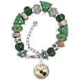 thumbnail image 1 of Silvertone Domed Music - Violin Green Christmas Bead Bracelet, 1 of 4