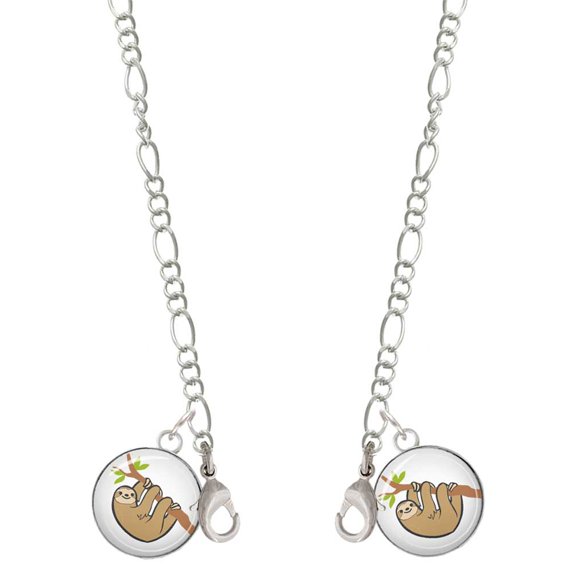 Silvertone Domed Sloth Silvertone Face Mask Necklace