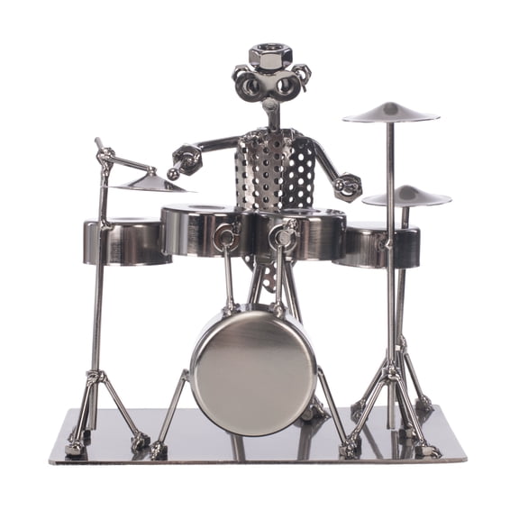 Broadway Gifts 7.3" Silver Metal Drummer Figurine Decoration
