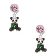 thumbnail image 1 of Delight Jewelry Silvertone Enamel Sitting Panda Pink Crystal Clip on Earrings, 1 of 5