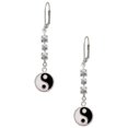 thumbnail image 1 of Silvertone Enamel Yin and Yang Crystal Madison Leverback Earrings, 1 of 2