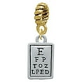 thumbnail image 1 of Silvertone Eye Chart - Goldtone Charm Bead, 1 of 1
