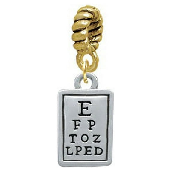 Silvertone Eye Chart - Goldtone Charm Bead