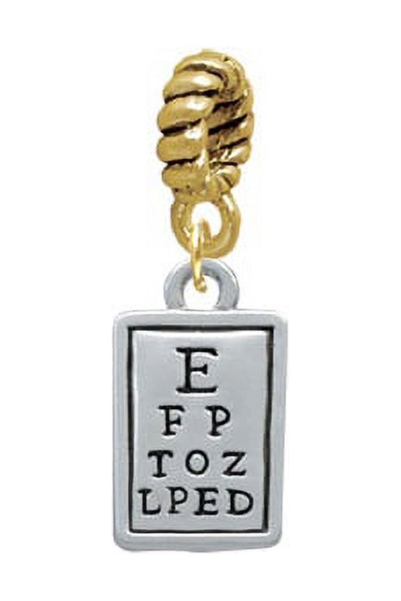 Silvertone Eye Chart - Goldtone Charm Bead