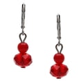 thumbnail image 1 of Silvertone Faceted Red Glass Bead Double Drop Earrings, 1 of 1