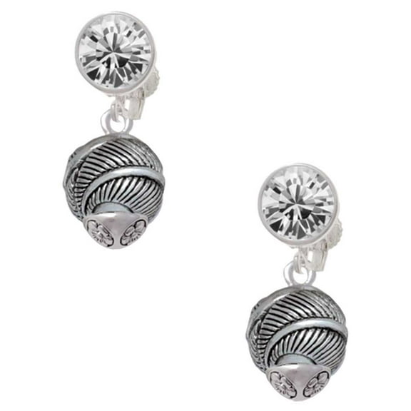 Silvertone Feather Spinner Clear Crystal Clip On Earrings