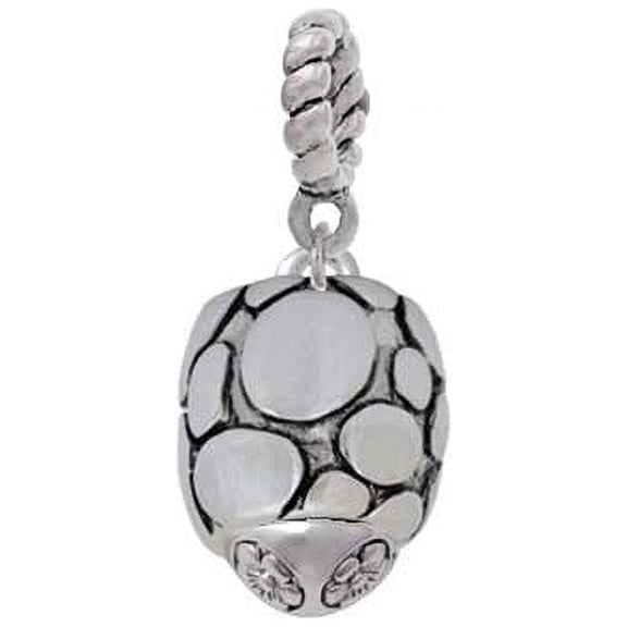 Silvertone Flat Pebbles Spinner - Rope Charm Bead