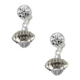 thumbnail image 1 of Silvertone Football Spinner Clear Crystal Clip On Earrings, 1 of 3