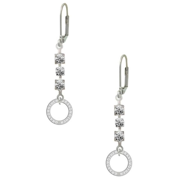 Silvertone Grandmother Eternity Ring Crystal Madison Leverback Earrings