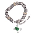 thumbnail image 1 of Silvertone Green Frog with Crystals Silver Tone Christian Bead Bracelet, 1 of 4