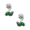thumbnail image 1 of Silvertone Green Side Turtle Clear Crystal Clip On Earrings, 1 of 3