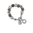 thumbnail image 1 of Silvertone Half Marathon with Clear Crystal Roman Numeral Black Pebble Bead Charm Bracelet, 1 of 1