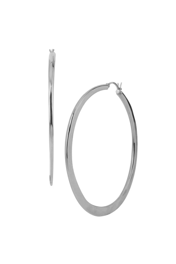 Silvertone Hammered Hoop Earrings