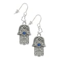 thumbnail image 1 of Silvertone Hamsa Hand with Blue Crystal Heart French Earrings, 1 of 1