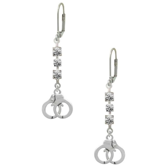 Silvertone Handcuffs Crystal Madison Leverback Earrings
