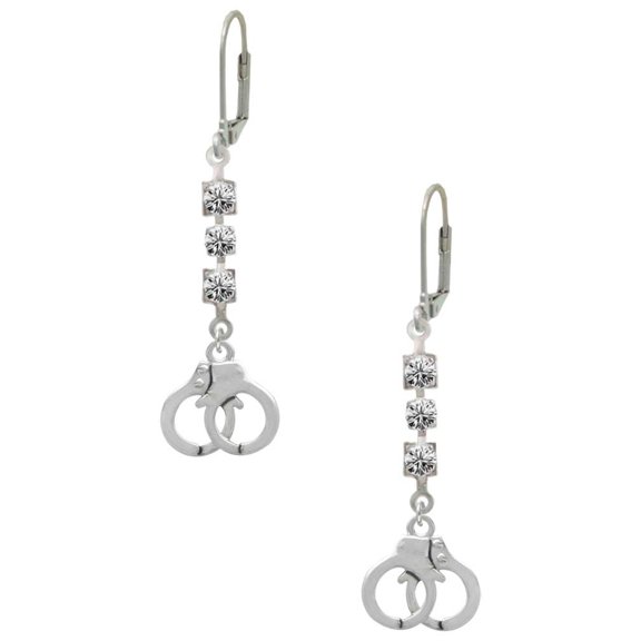 Silvertone Handcuffs Crystal Madison Leverback Earrings
