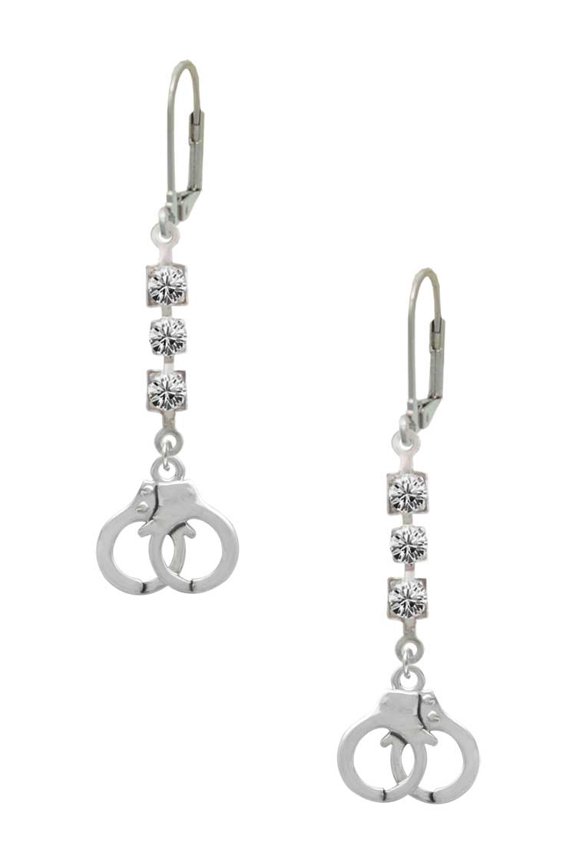 Silvertone Handcuffs Crystal Madison Leverback Earrings