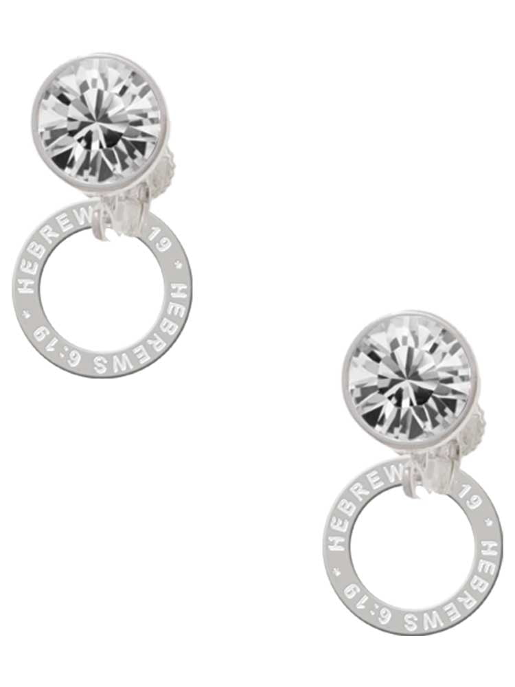 Silvertone Hebrews 6:9 Eternity Ring Clear Crystal Clip On Earrings