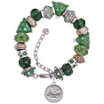 thumbnail image 1 of Silvertone Hope - Round Seal Green Christmas Bead Bracelet, 1 of 4