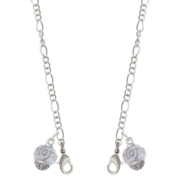 Silvertone Hope on White Spinners Silvertone Face Mask Necklace