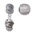 thumbnail image 1 of Silvertone Horse Head on Hatched Background Spinners Joy to the World Charm Beads (Set of 2), 1 of 1