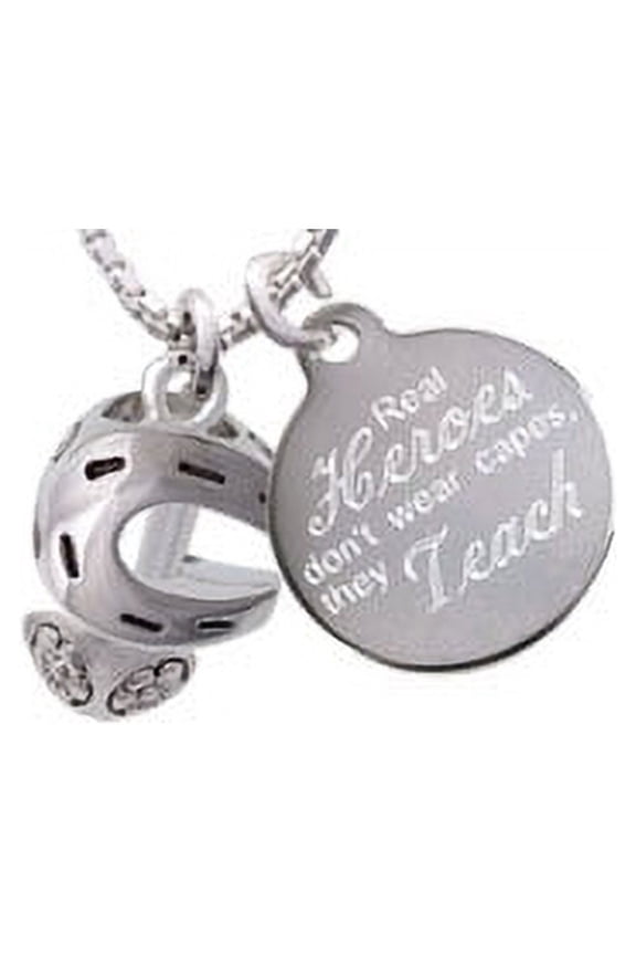 Silvertone Horseshoe Spinners Real Heroes Don't Wear Capes They Teach Engraved Necklace