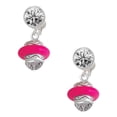 thumbnail image 1 of Silvertone Hot Pink Center Spinner Clear Crystal Clip On Earrings, 1 of 3