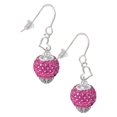 thumbnail image 1 of Silvertone Hot Pink Crystal Sparkle Spinner Heart French Earrings, 1 of 4