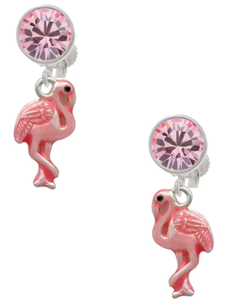 Flamingo clip sale on earrings