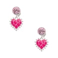 thumbnail image 1 of Delight Jewelry Silvertone Hot Pink Giraffe Print Heart Pink Crystal Clip on Earrings, 1 of 5