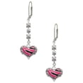 thumbnail image 1 of Silvertone Hot Pink Tiger Print Heart Crystal Madison Leverback Earrings, 1 of 2