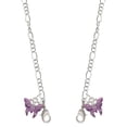 thumbnail image 1 of Silvertone Hot Purple Butterfly with 2 Crystals Silvertone Face Mask Necklace, 1 of 2