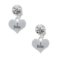 thumbnail image 1 of Silvertone I Base Heart Clear Crystal Clip On Earrings, 1 of 3