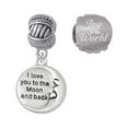 thumbnail image 1 of Silvertone I Love You to the Moon and Back Joy to the World Charm Beads (Set of 2), 1 of 1