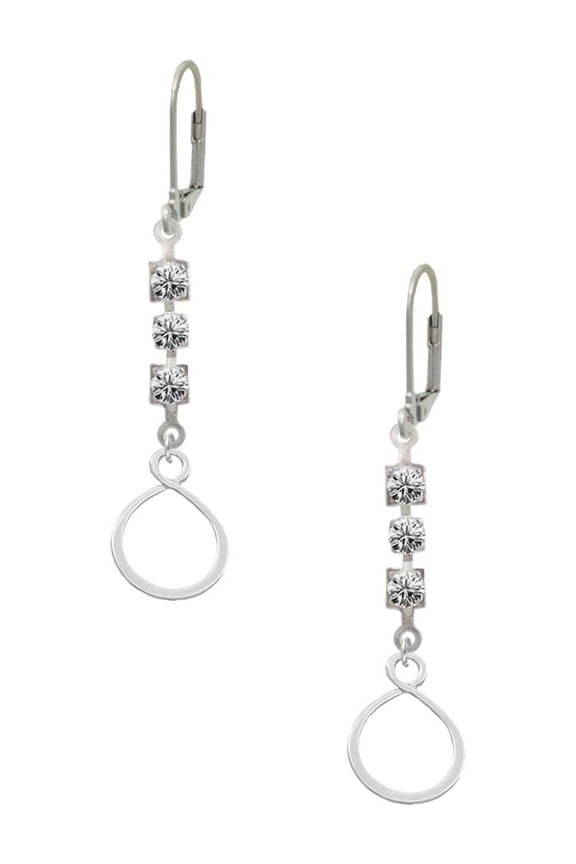 Silvertone Infinity Loop Crystal Madison Leverback Earrings