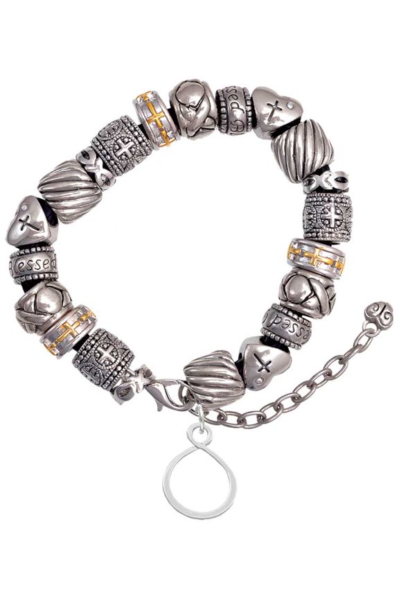 Silvertone Infinity Loop Silver Tone Christian Bead Bracelet