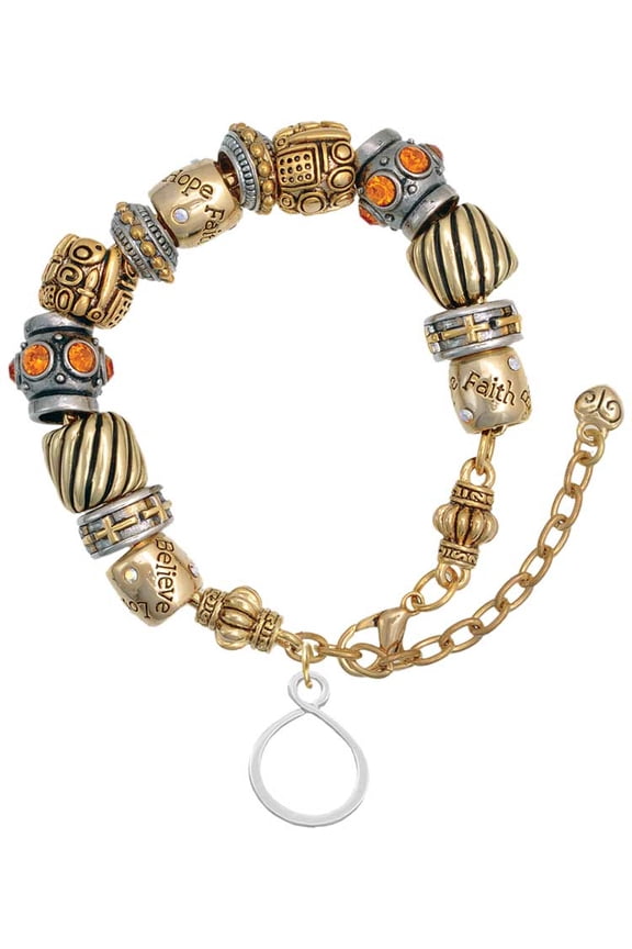 Silvertone Infinity Loop Two Tone Christian Bead Bracelet