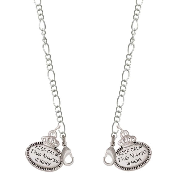 Silvertone Keep Calm The Nurse is Here Silvertone Face Mask Necklace