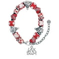 thumbnail image 1 of Silvertone LAX BUM Red Christmas Bead Bracelet, 1 of 4