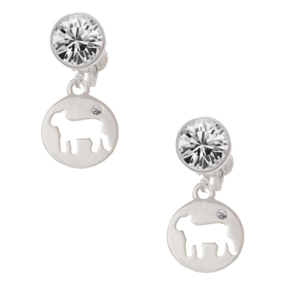 Silvertone Lamb Silhouette Clear Crystal Clip On Earrings