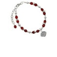 thumbnail image 1 of Silvertone Large Angled Rope Spinner Maroon Beaded Bracelet, 1 of 1