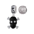 thumbnail image 1 of Silvertone Large Black Resin Skull with Clear Crystals 5K Run She Believed She Could Charm Beads (Set of 2), 1 of 1
